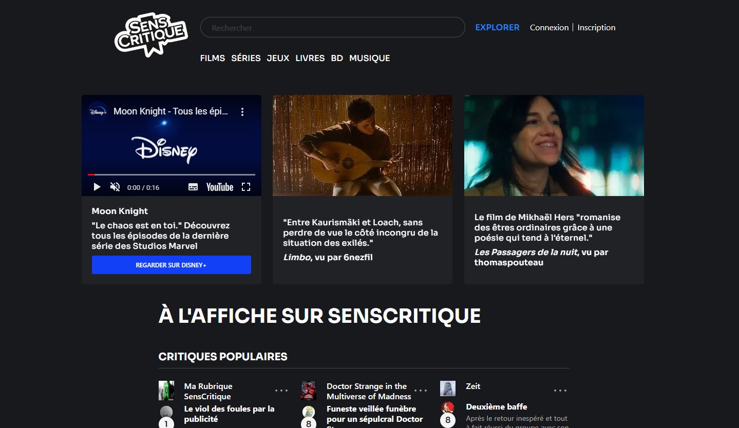 SensCritique Thème Sombre v2 [Pas à jour]