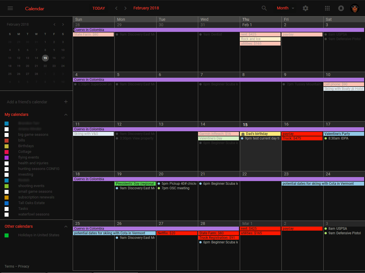 Dark Google Calendar by keystoneclimber
