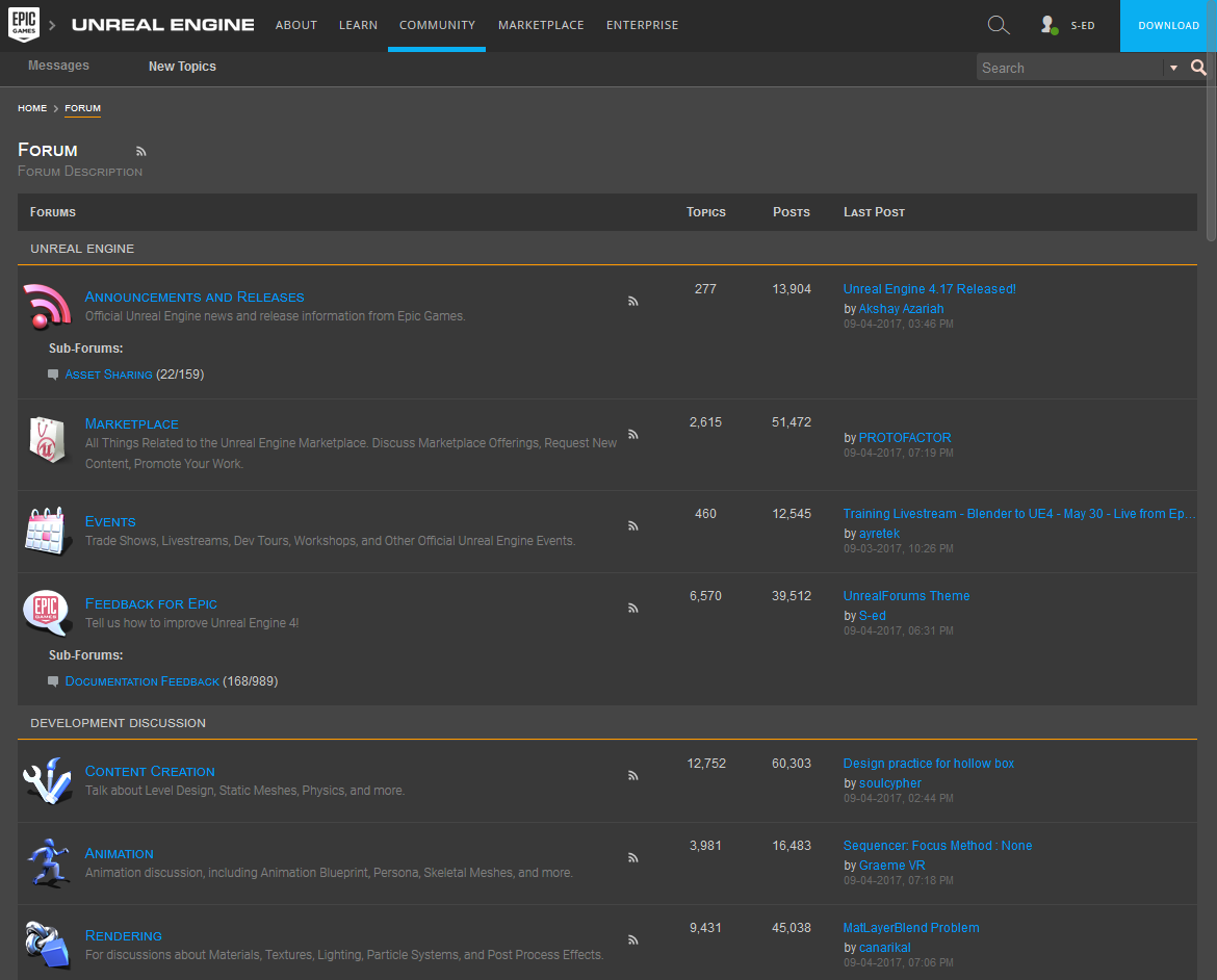 UnrealEngine Forums Dark Theme