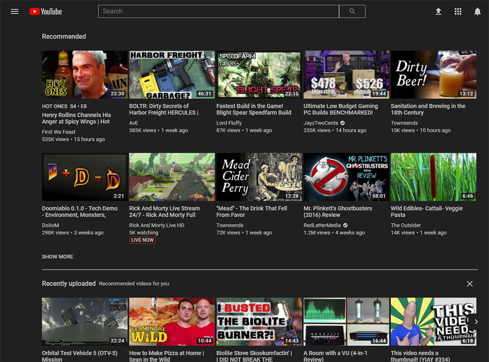 YouTube New Design Flat Dark