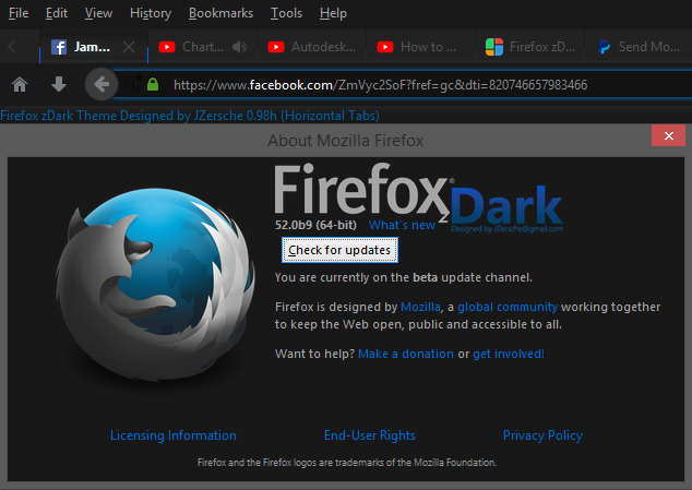 Firefox ZDark Theme 0.98h ─ Horizontal Tabs