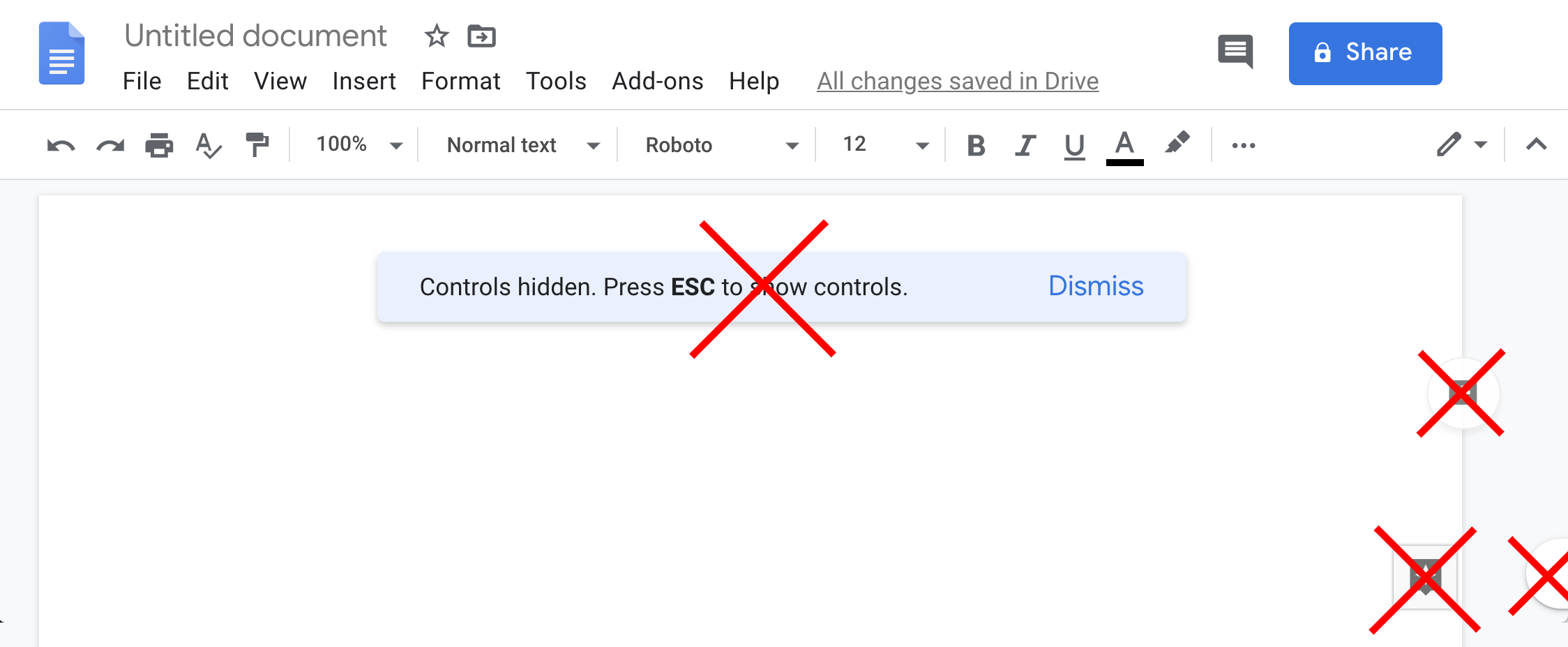 Google Docs no floating buttons