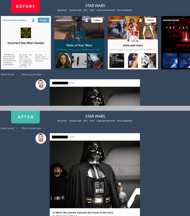 Tumblr - Hide blogs in search results