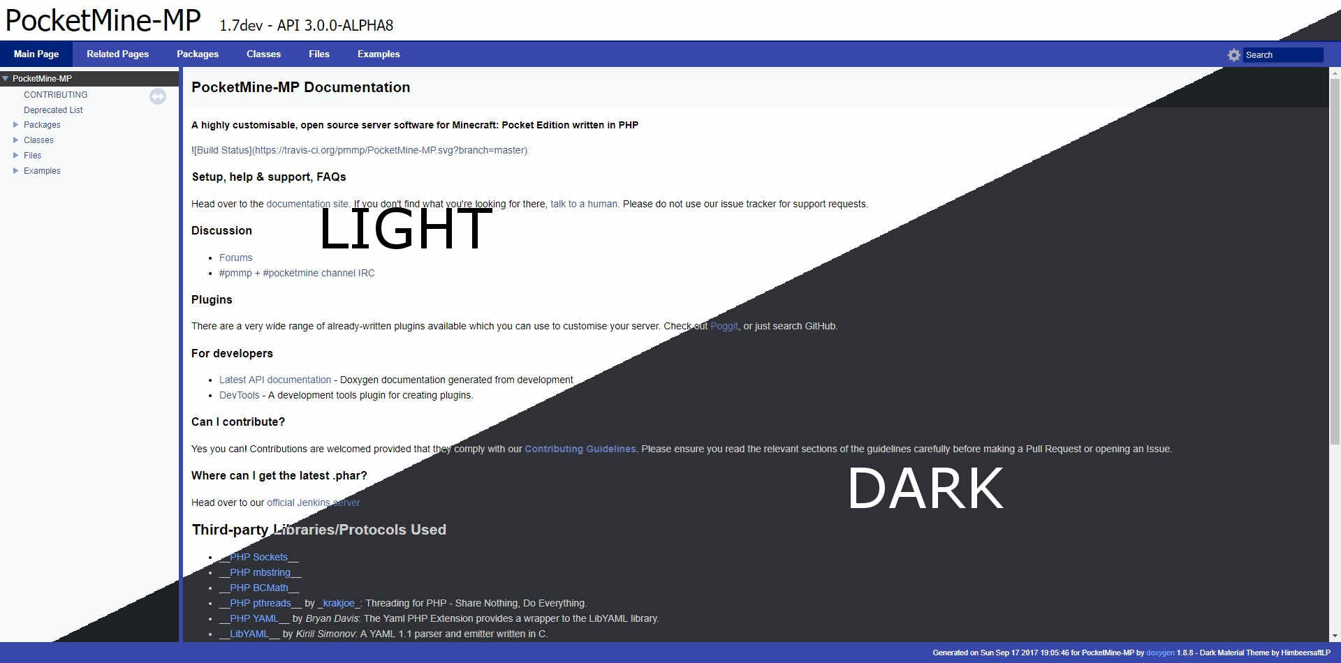 PMMP Doxygen Flat Theme (Dark & Light)