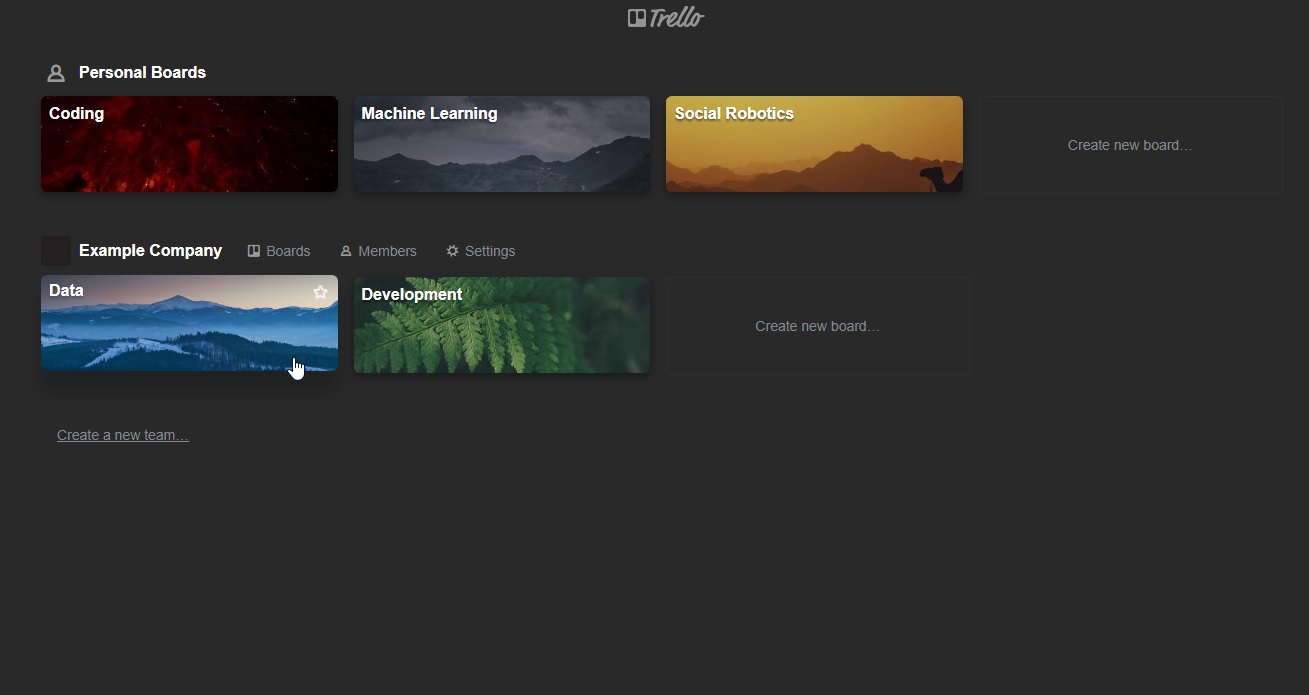 Trello Dark Home