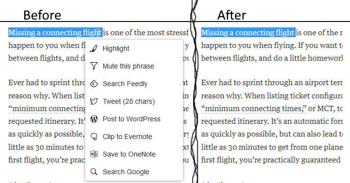 Feedly - hide popup menu