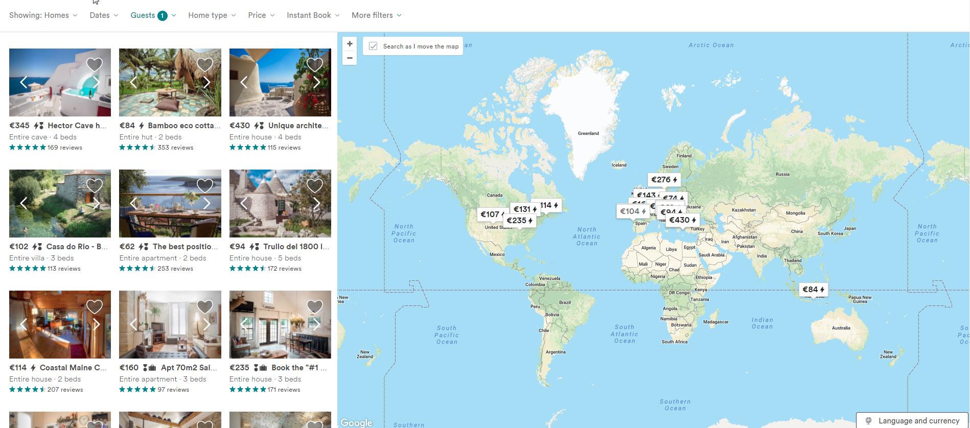 Airbnb Map width 65%