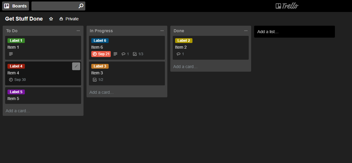 Trello Dark Flat