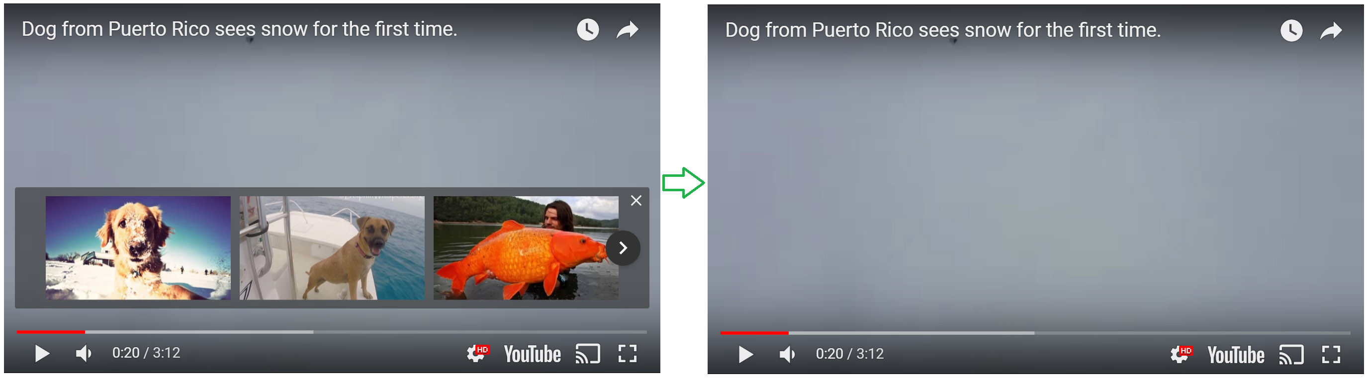 YouTube remove recommended section on pause