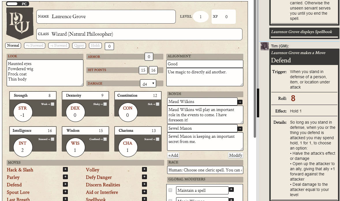Roll20 Dungeon World