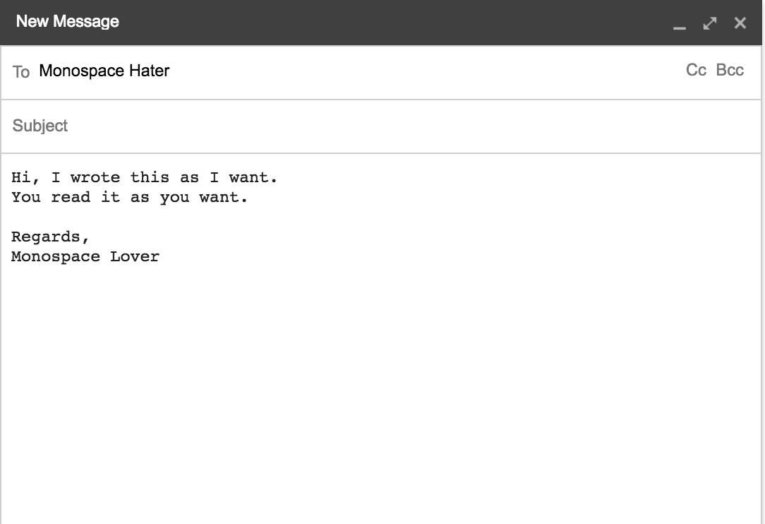 Gmail Monospace Compose