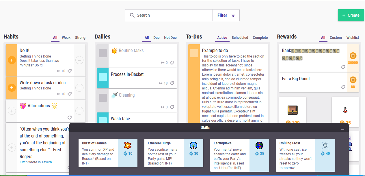 End Habitica Task Columns at Last Item