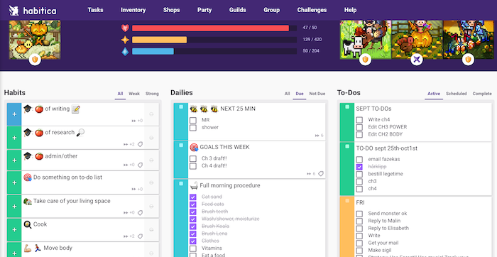 Shrink Your Habitica Tasks - font and buttons edt