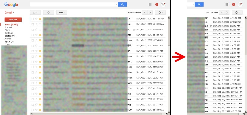 Gmail: adjust row height on mail list