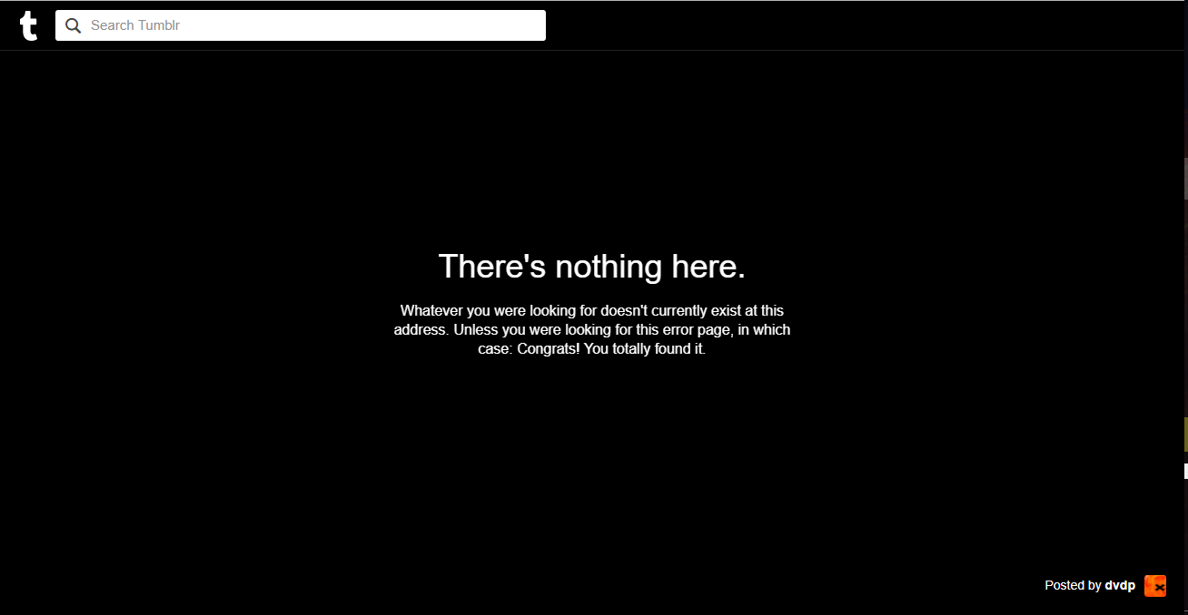 Tumblr - disable flashing error pages