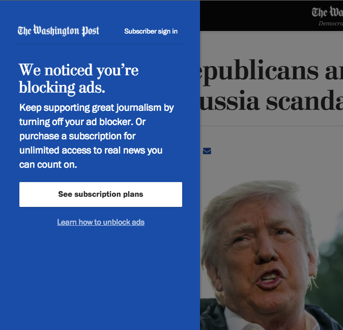 Washington Post AdBlocker Blocker Remover