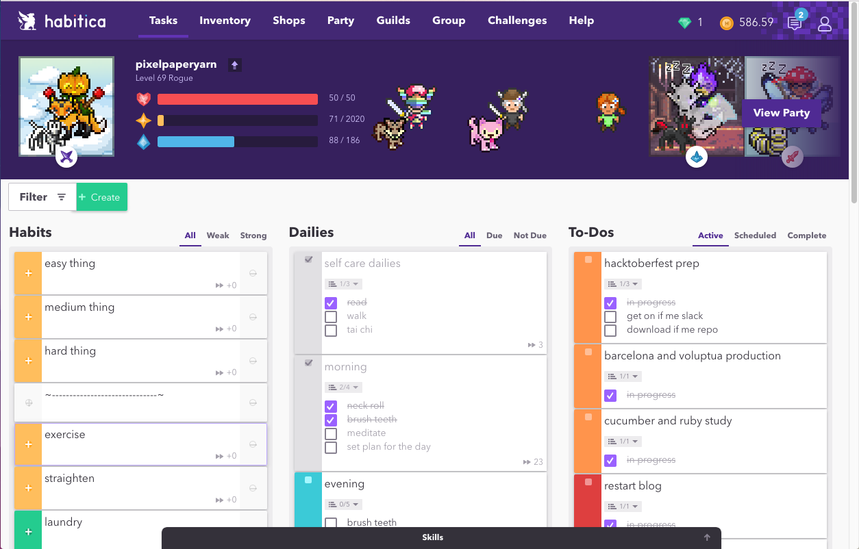 My Habitica fixes