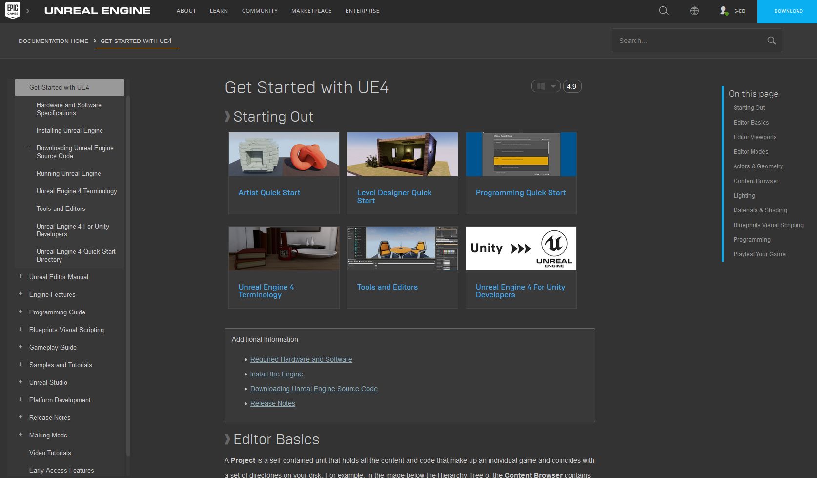 UnrealEngine Documentation Dark Theme