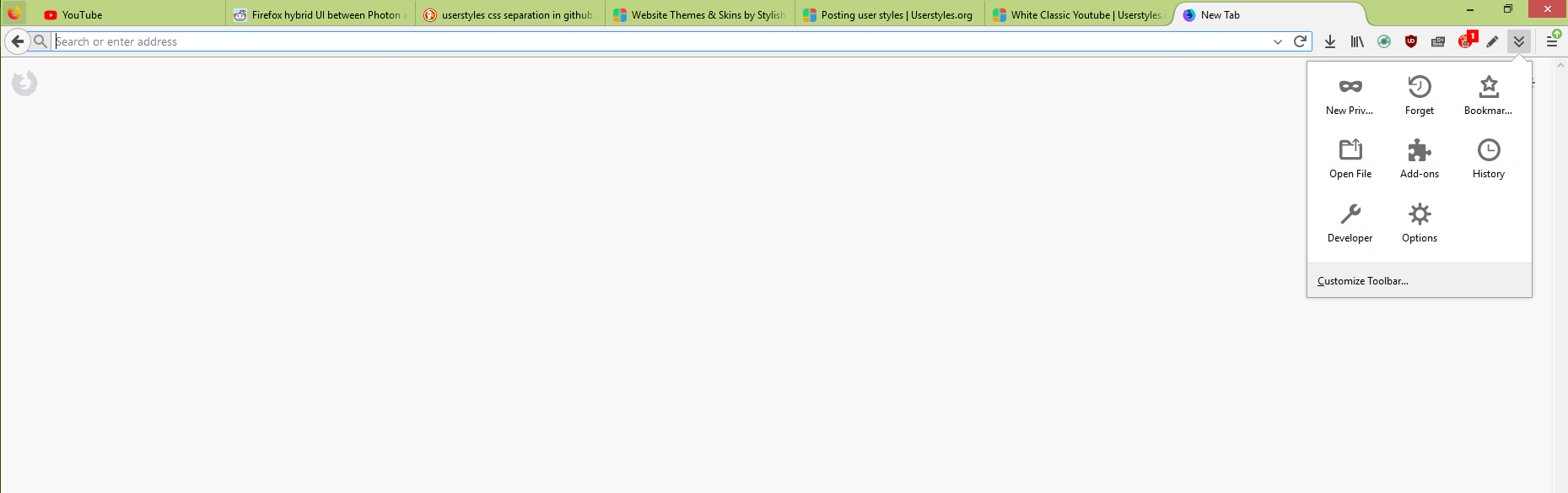 Firefox Hybrid skin (CTR for Photon)