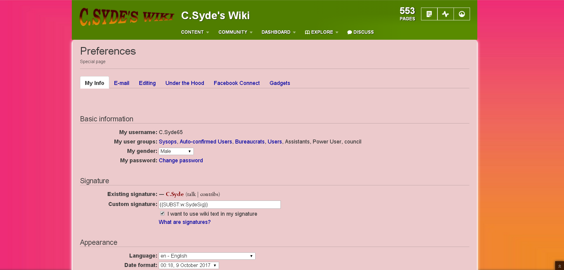 C.Syde's Wiki Preferences CSS