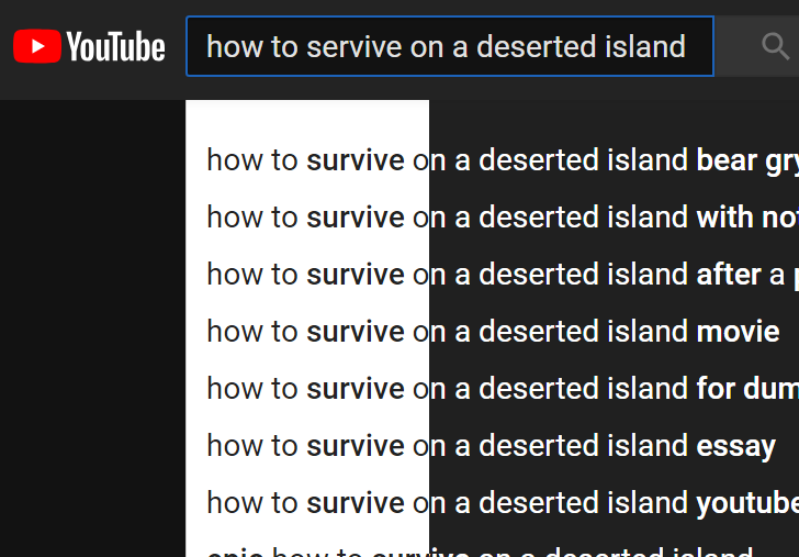 Youtube keyword box to dark