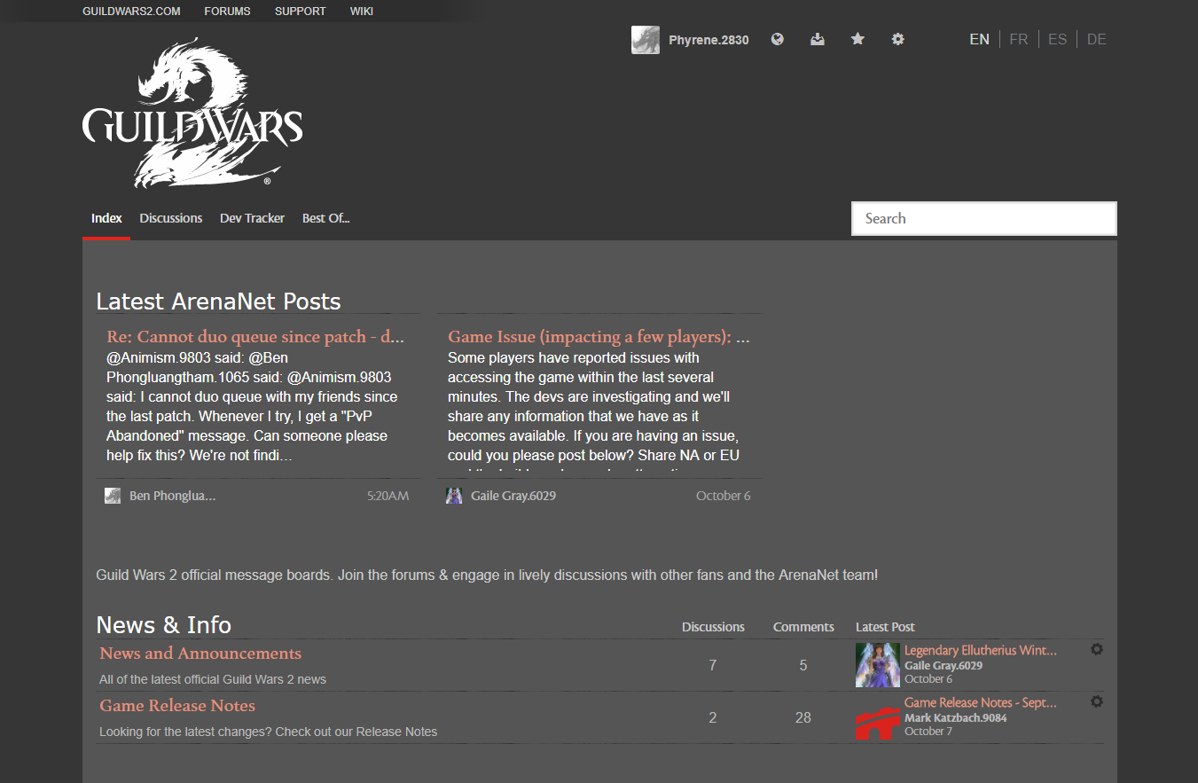 Guildwars2 forum V2 clean dark