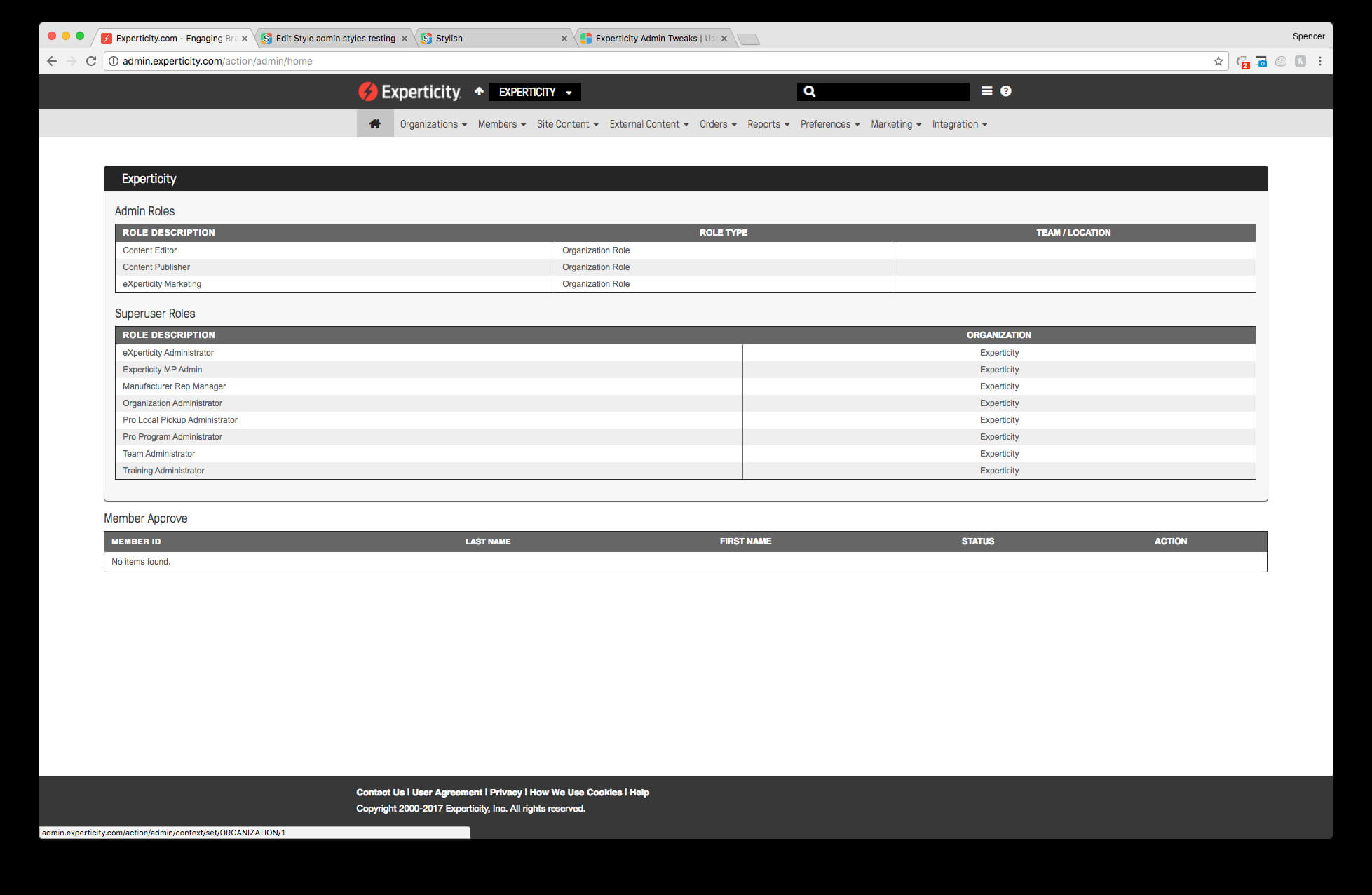 Experticity Admin Tweaks