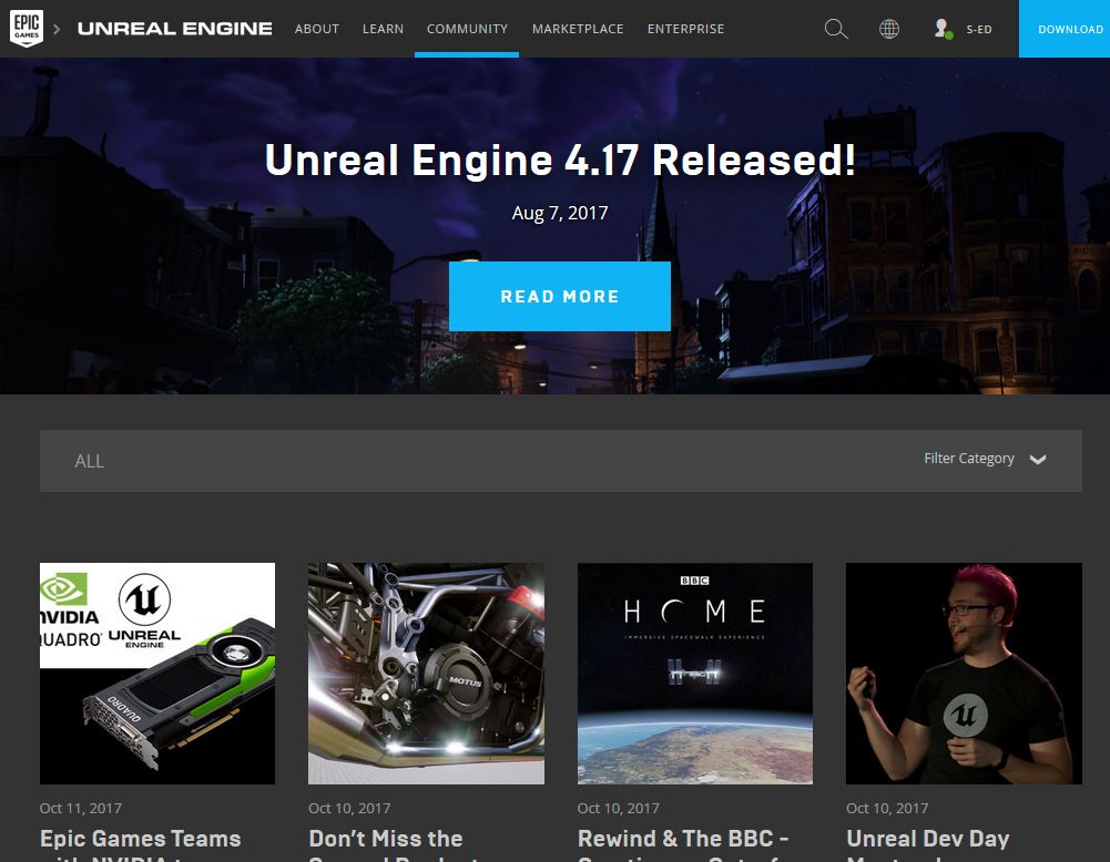 UnrealEngine Blog Dark Theme