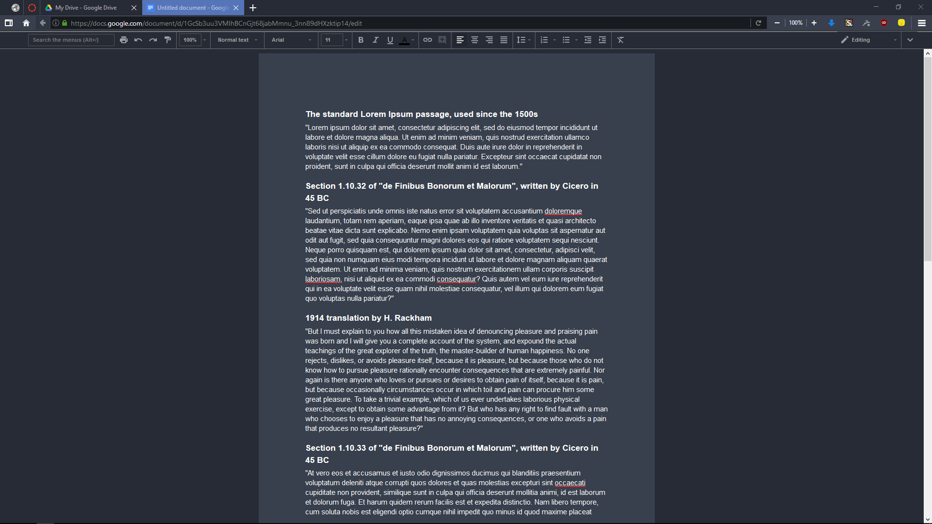 Google Docs - Dark Style