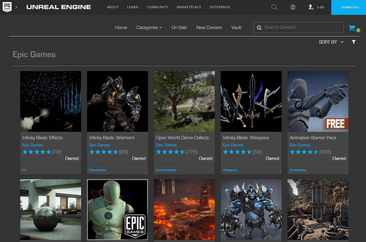 UnrealEngine Marketplace Dark Theme