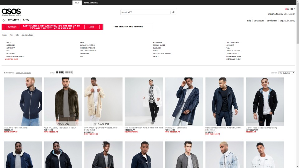 ASOS full width