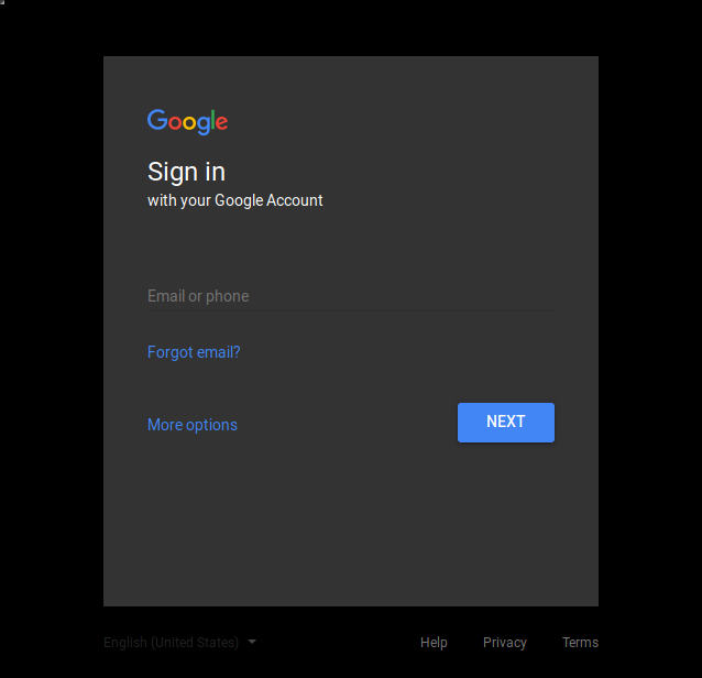 Google Account Login - Dark