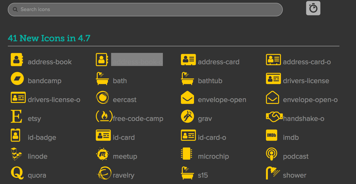 Simplified Font Awesome Icon Selector