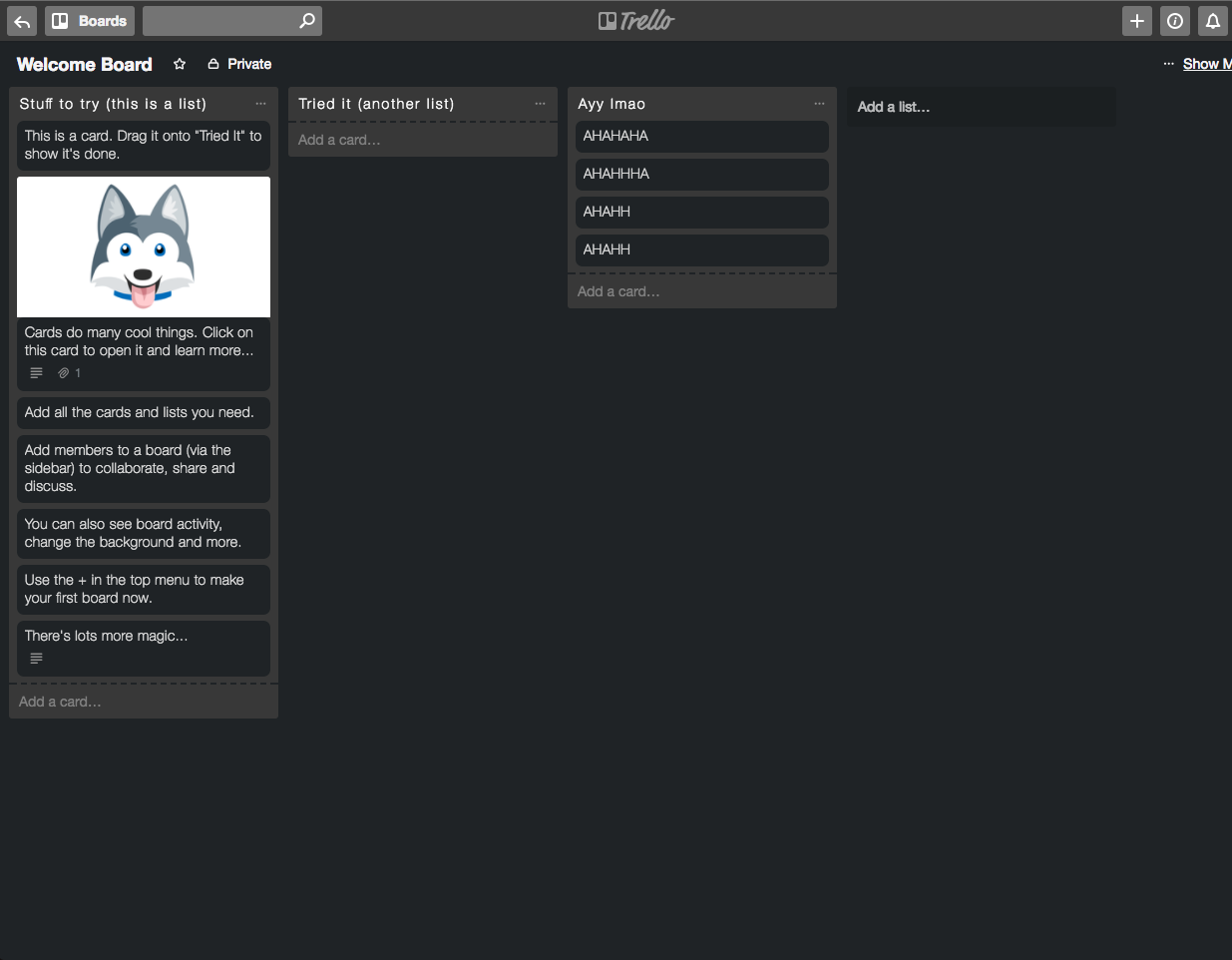 Trello Awfully Dark