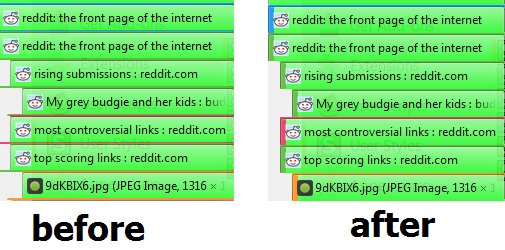 Vertical container tab indicator
