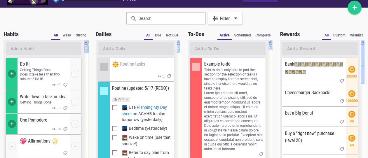 Rescroll Habitica Task List