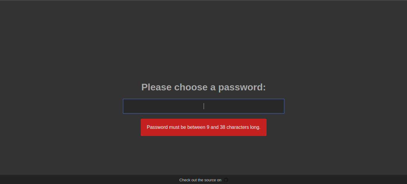 Please Choose A Password - Dark theme