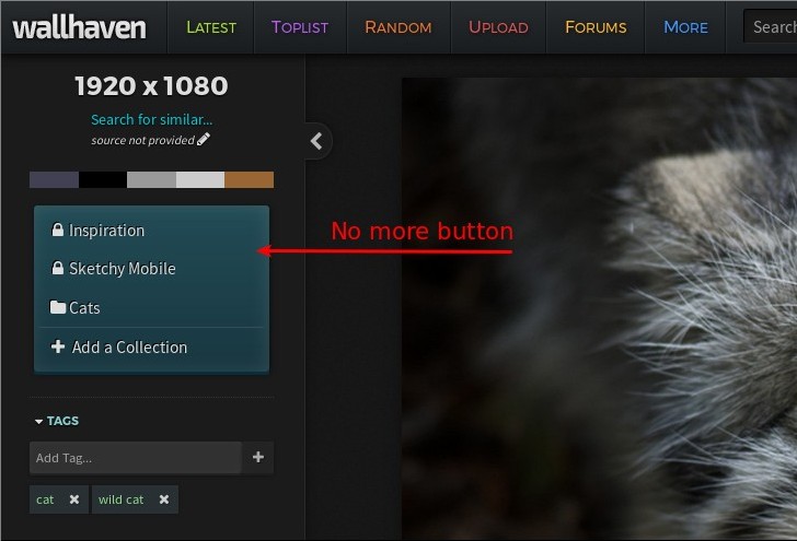 Wallhaven - Always show fav links