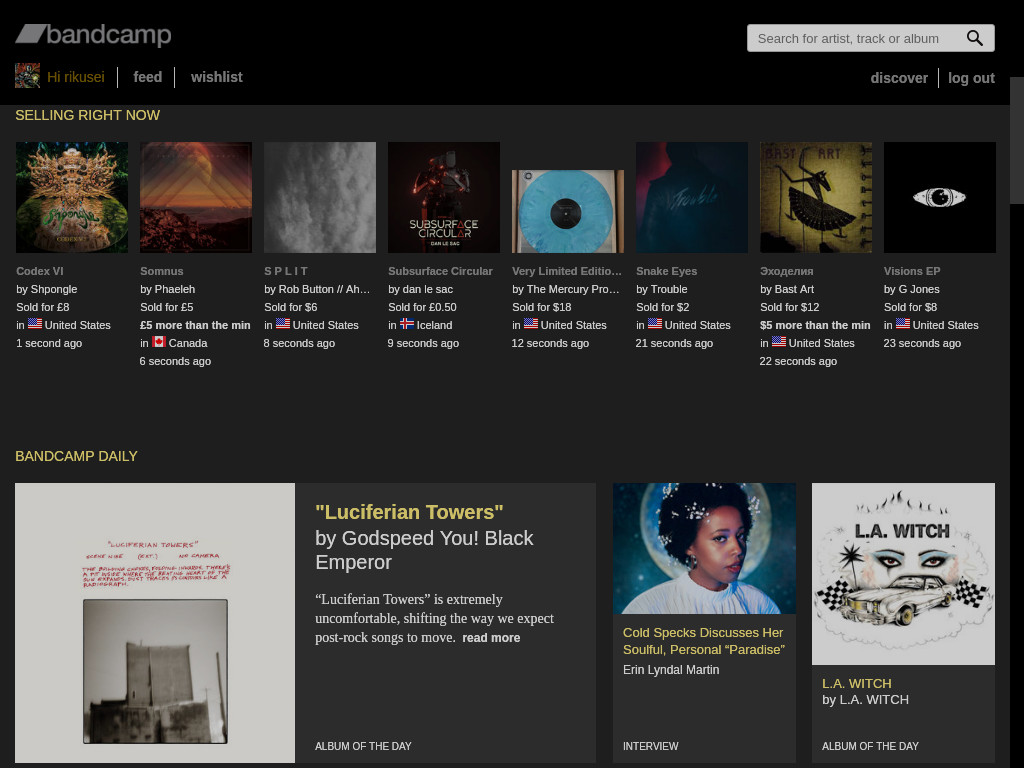 Bandcamp Dark Theme 17.10