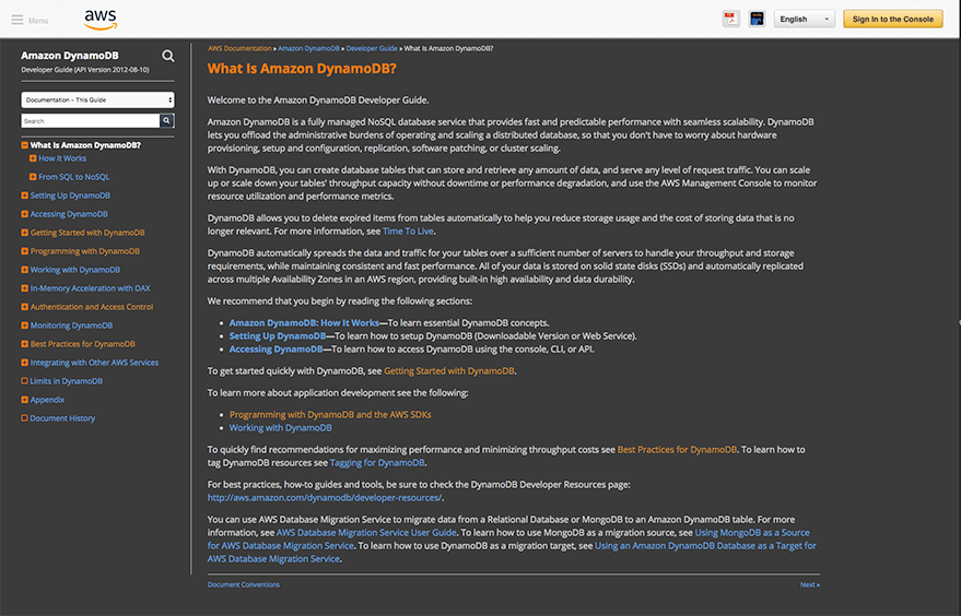 AWS Docs Dark Theme
