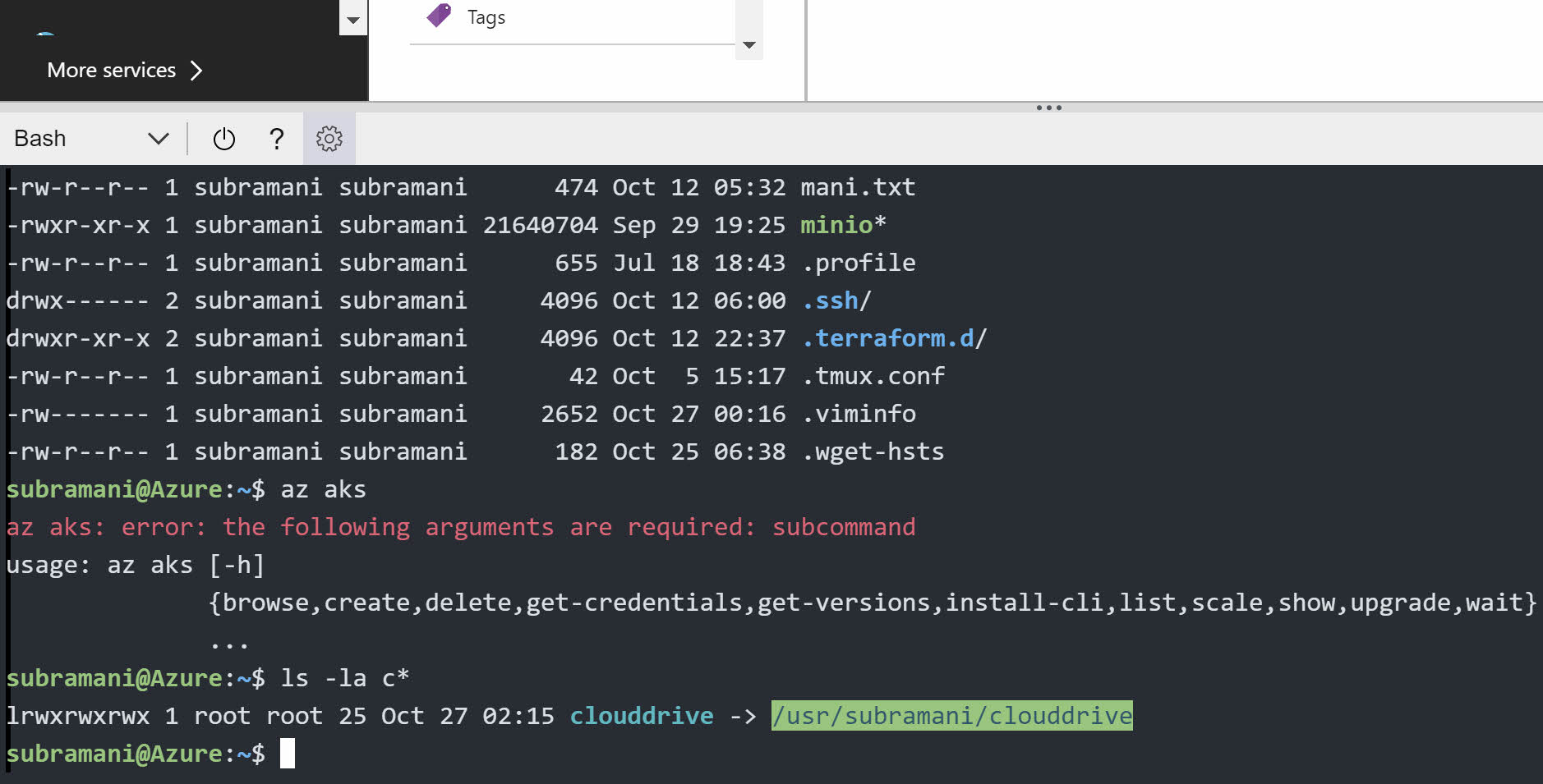 Azure Cloud Shell onehalf Dark