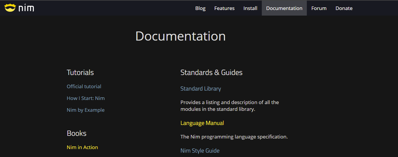 nim docs dark