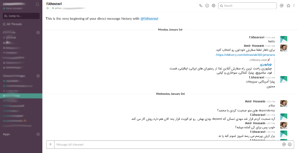 slack rtl with iransans font