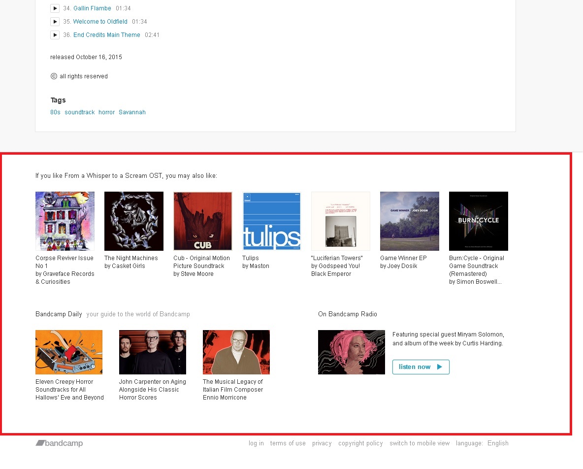Bandcamp: Remove Recommendations Footer