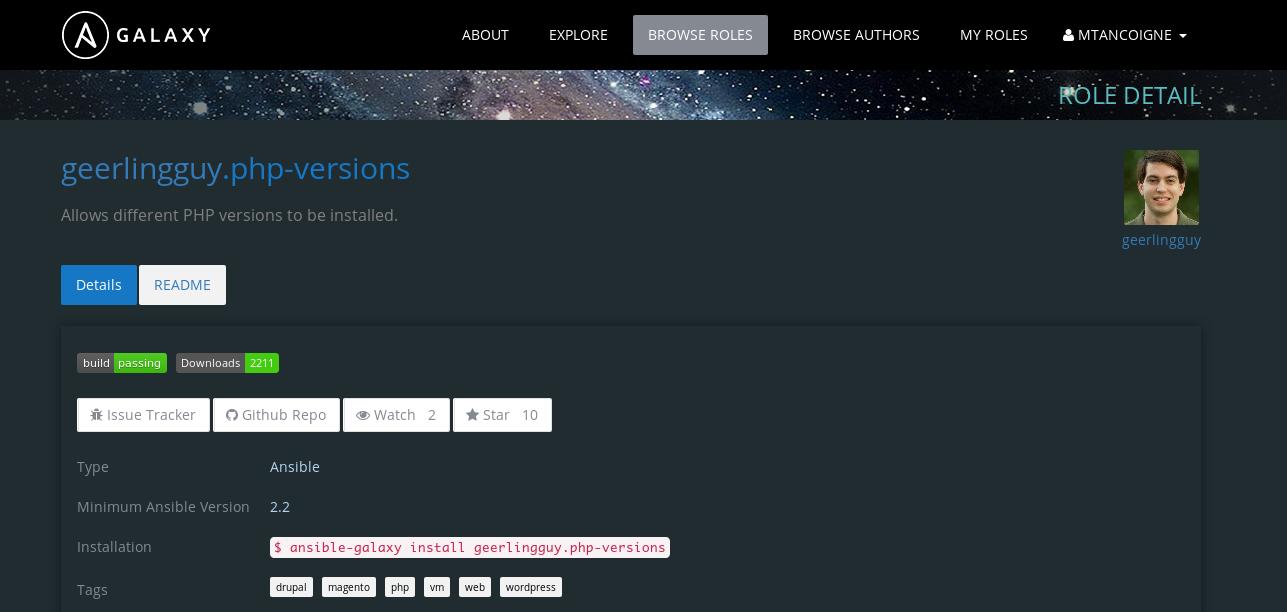 Ansible Galaxy - Dark