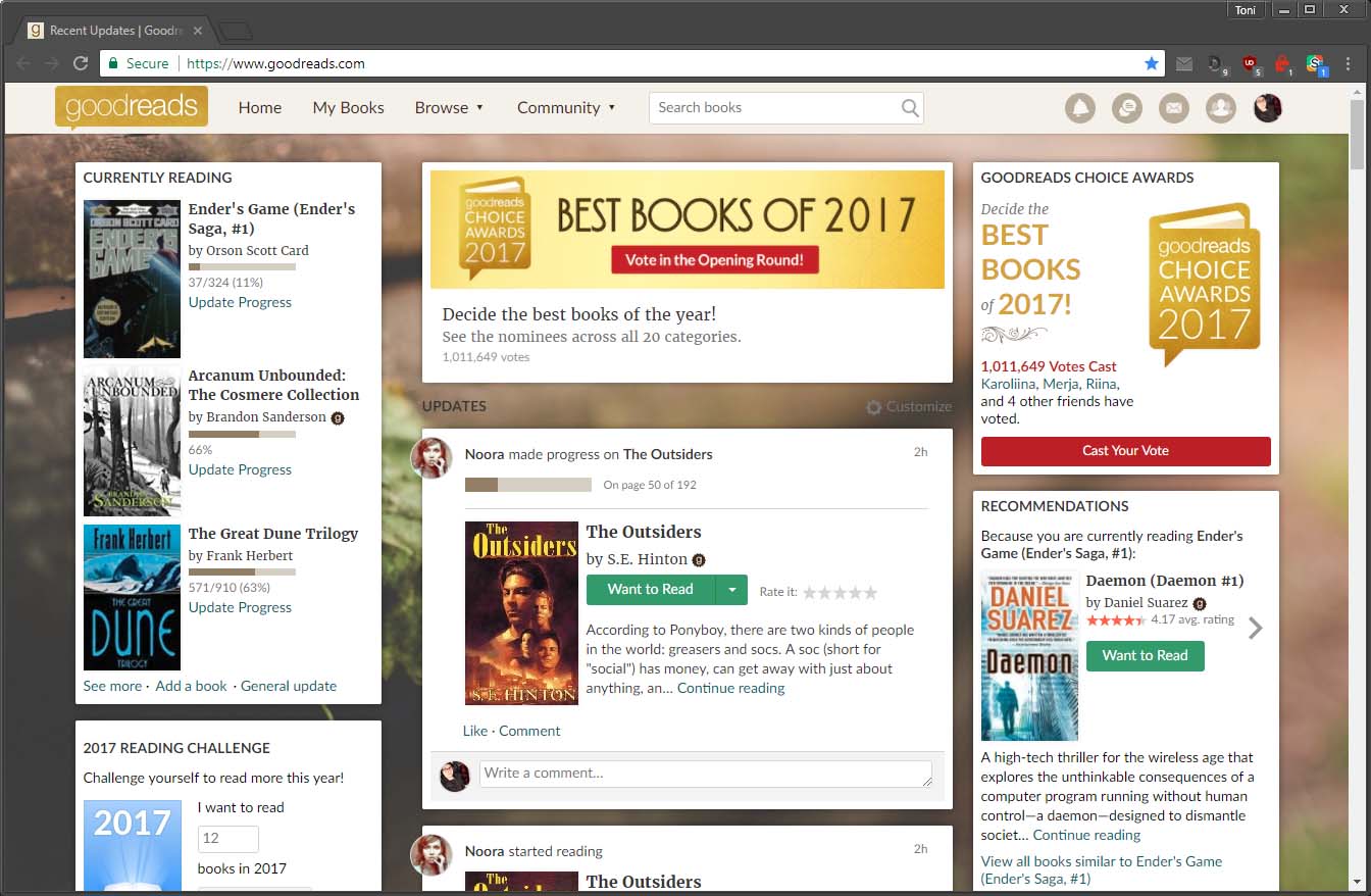 GoodReads Cards