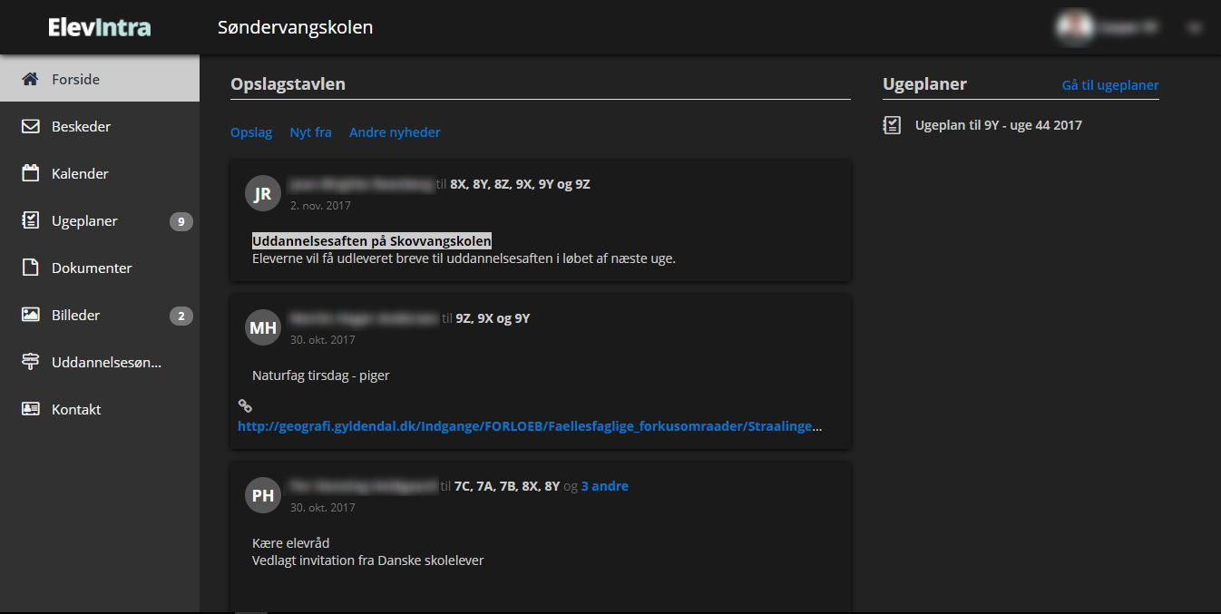 Dark Theme For Danish Elevintra