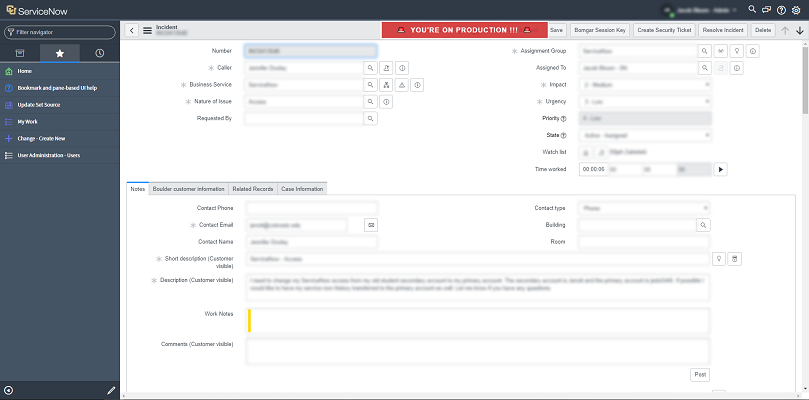 ServiceNow: Production Banner