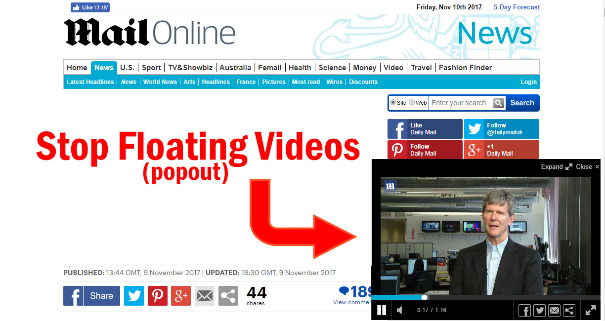 DailyMail Stop Floating/Popout Videos