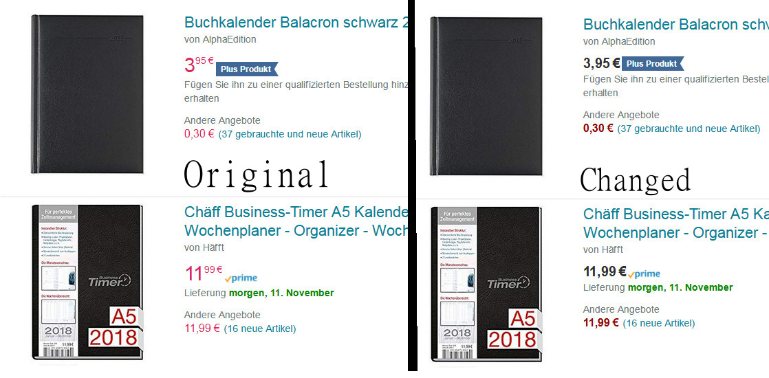 Amazon - Germany - Preis mit Komma - Prize Comma
